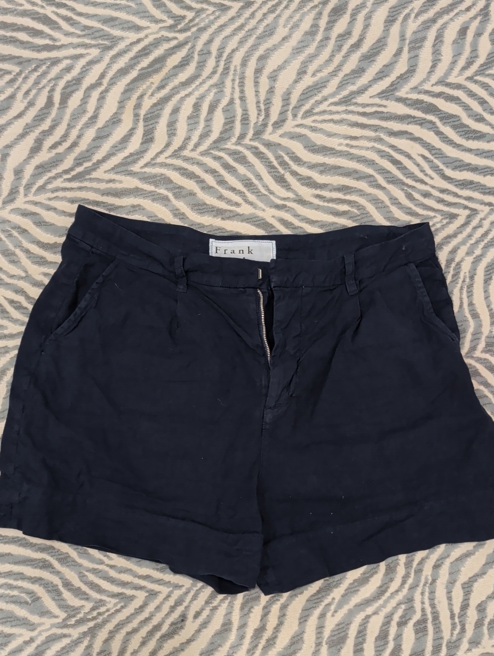Frank & Eileen Navy Linen-Blend Women's Shorts